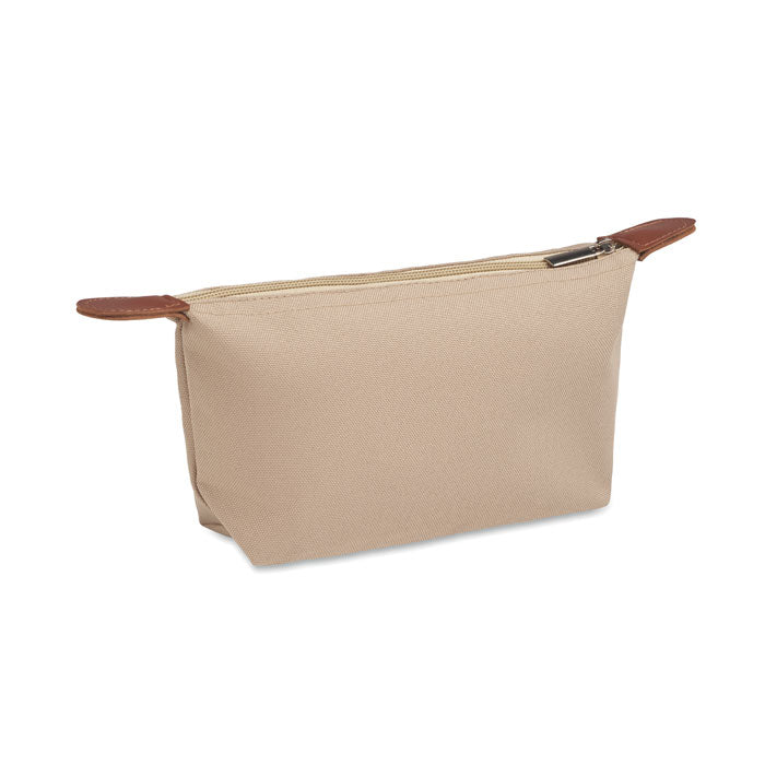 Toilettas met contrasterend PU-detail, khaki