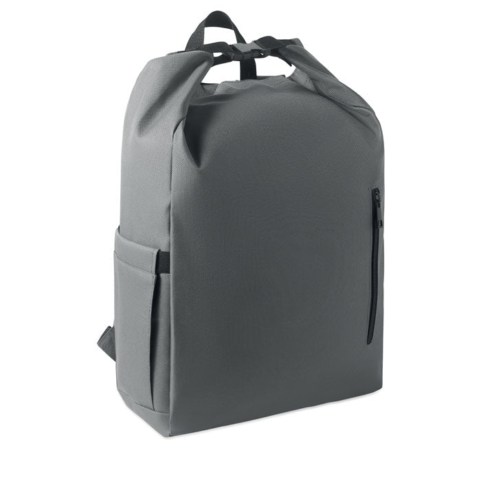Rolltop laptoprugzak, 15 inch, steengrijs