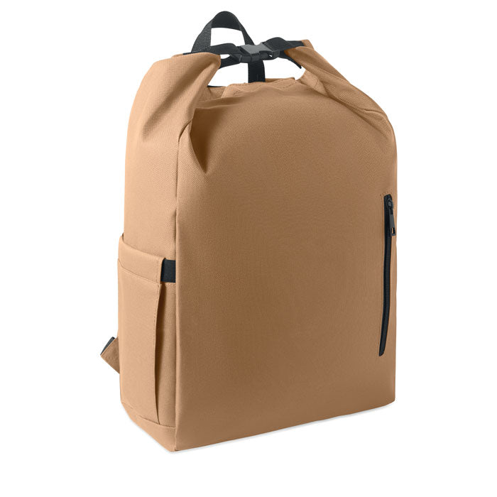 Rolltop laptoprugzak, 15 inch, khaki