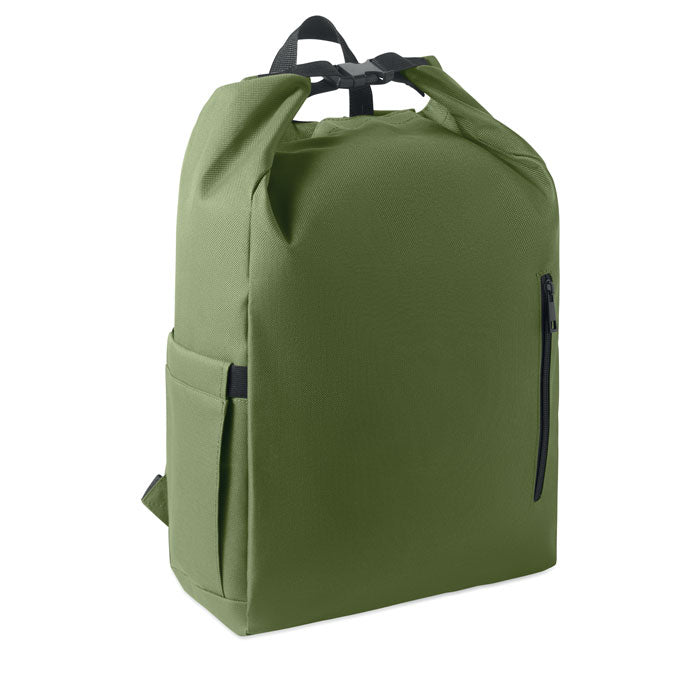 Rolltop laptoprugzak, 15 inch, legergroen