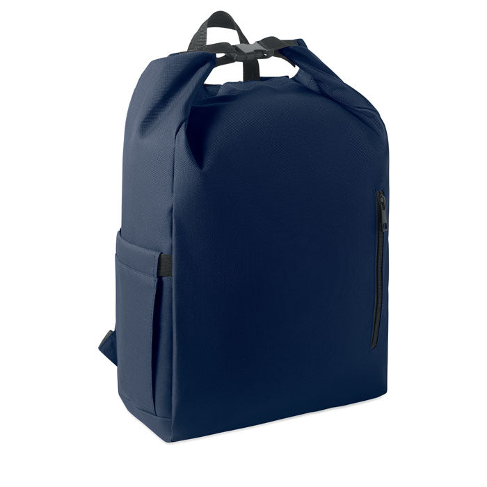 Rolltop laptoprugzak, 15 inch, marineblauw