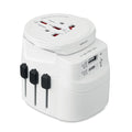 Geaarde reisadapter met USB-A en Type-C, 30W, wit