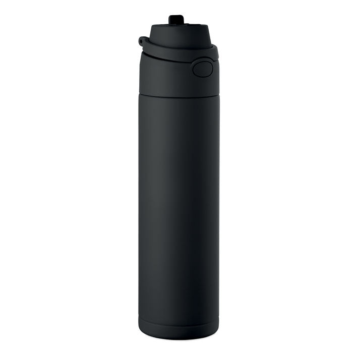 Enkelwandige fles van gerecycled RVS, 650 ml, zwart