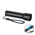 Oplaadbare zaklamp met zoomfunctie, zwart
