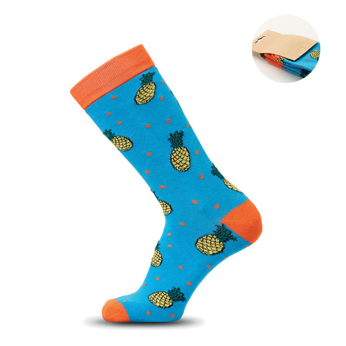 Sokken met grappig patroon, turquoise