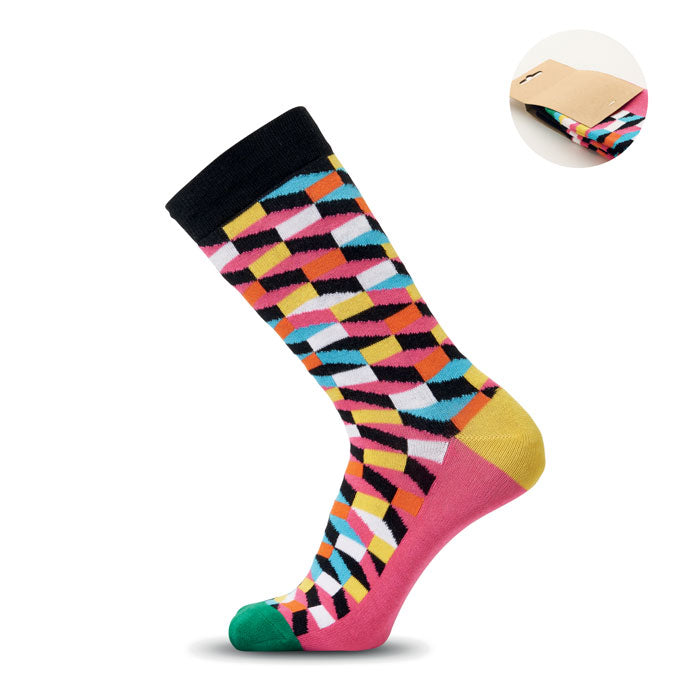 Sokken met grappig patroon, fuchsia