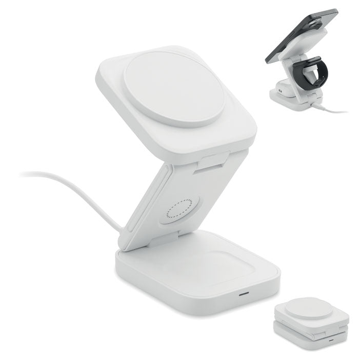 3-in-1 opvouwbaar oplaadstation, wit