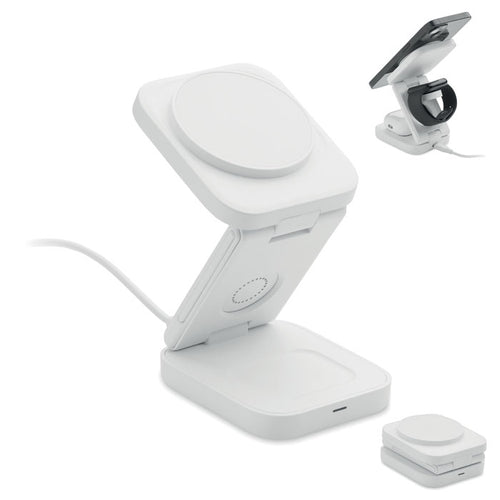 3-in-1 opvouwbaar oplaadstation, wit