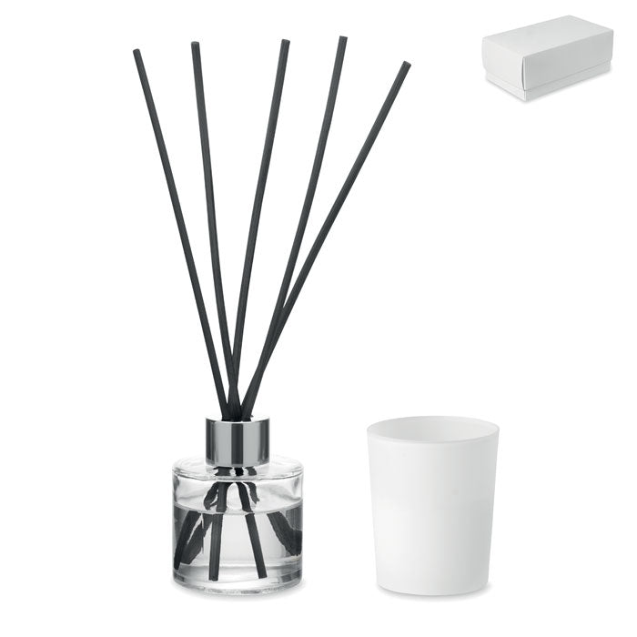 Geurverspreider en waskaars, rond model, wit