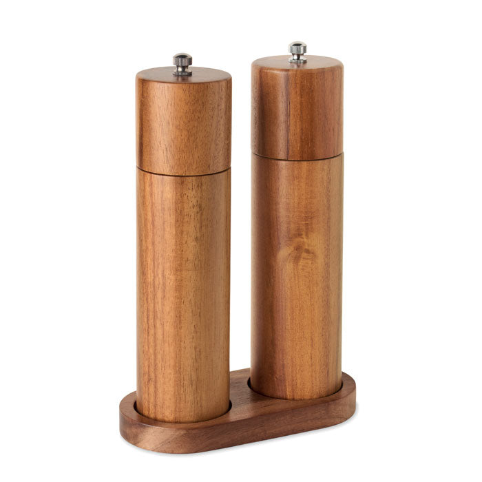 Set zout- en pepermolens van acaciahout, hout
