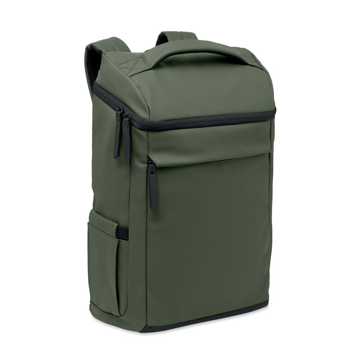Laptoprugzak van kunstleer, 15 inch, donker marinegroen