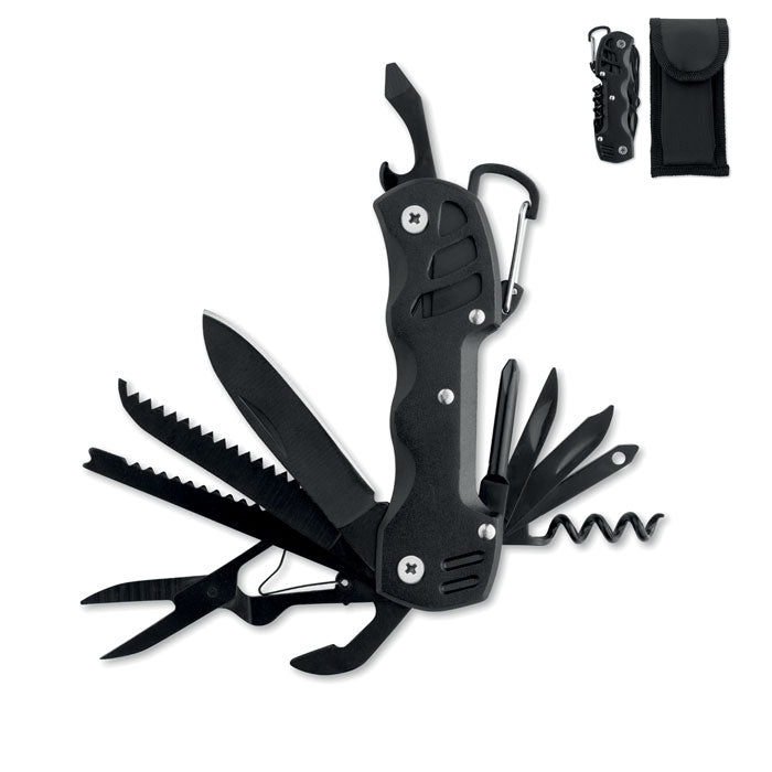 13-in-1 zakmes met etui, zwart