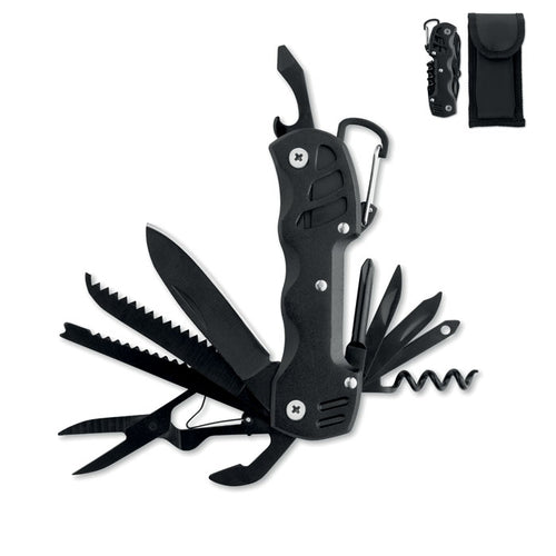 13-in-1 zakmes met etui, zwart
