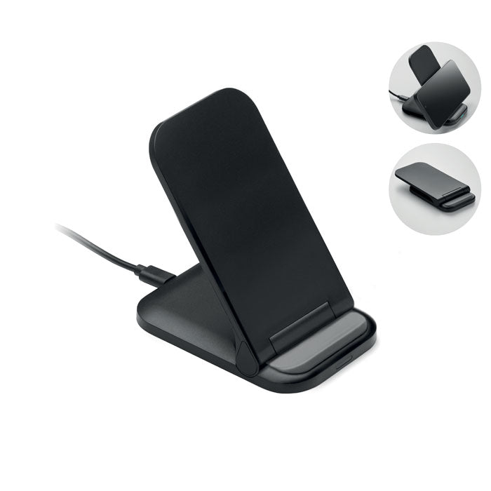 Inklapbare draadloze oplaadstandaard, 15W, zwart