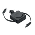 Intrekbare oplaadkabel met smartwatch oplader, zwart