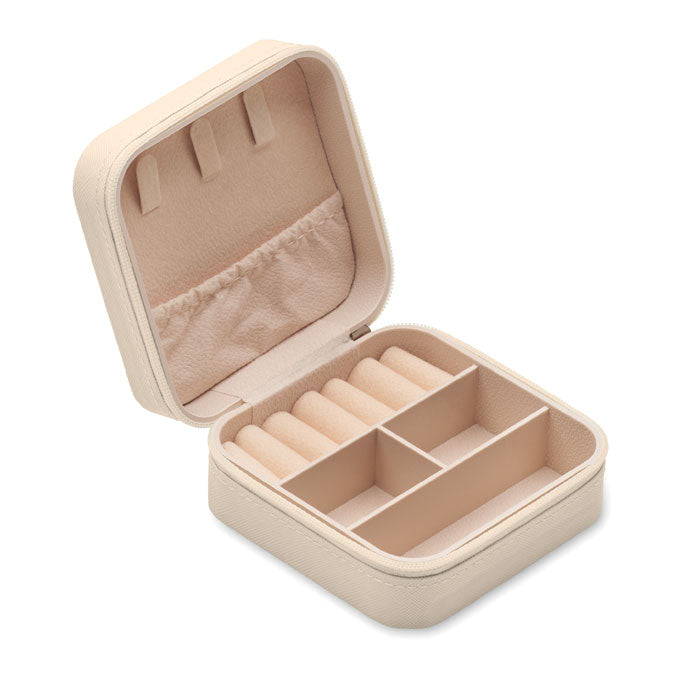 Reisjuwelendoos van kunstleer, beige