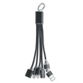 3-in-1 oplaadkabel sleutelhanger met hub, zwart