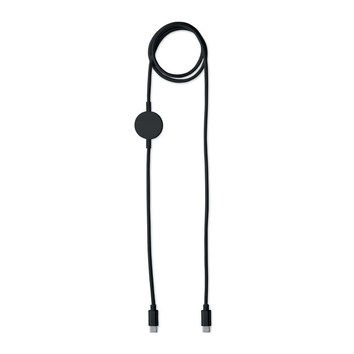 Oplaadkabel met smartwatch oplader, 1 meter, zwart