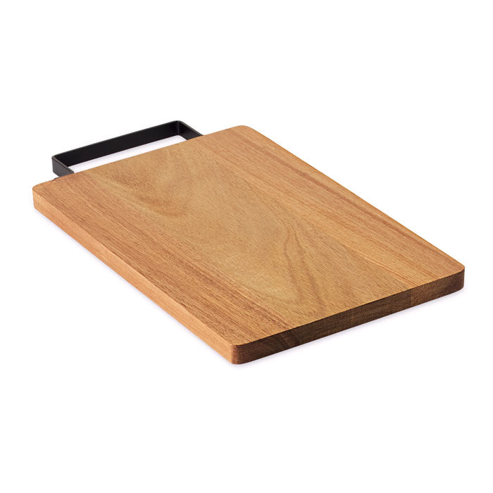 Acaciahouten snijplank met RVS handvat, hout