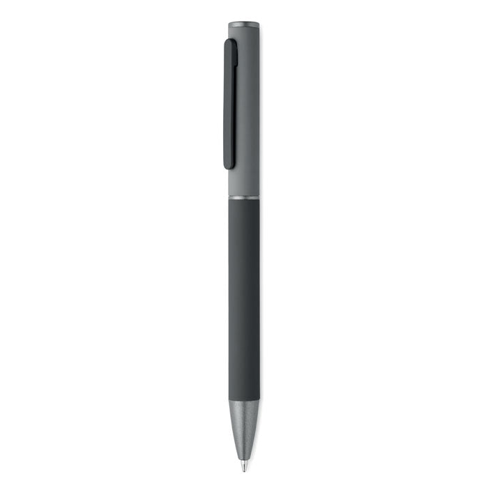 Balpen met draaimechanisme, gerecycled aluminium, zwart