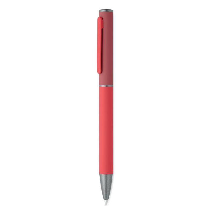 Balpen met draaimechanisme, gerecycled aluminium, rood