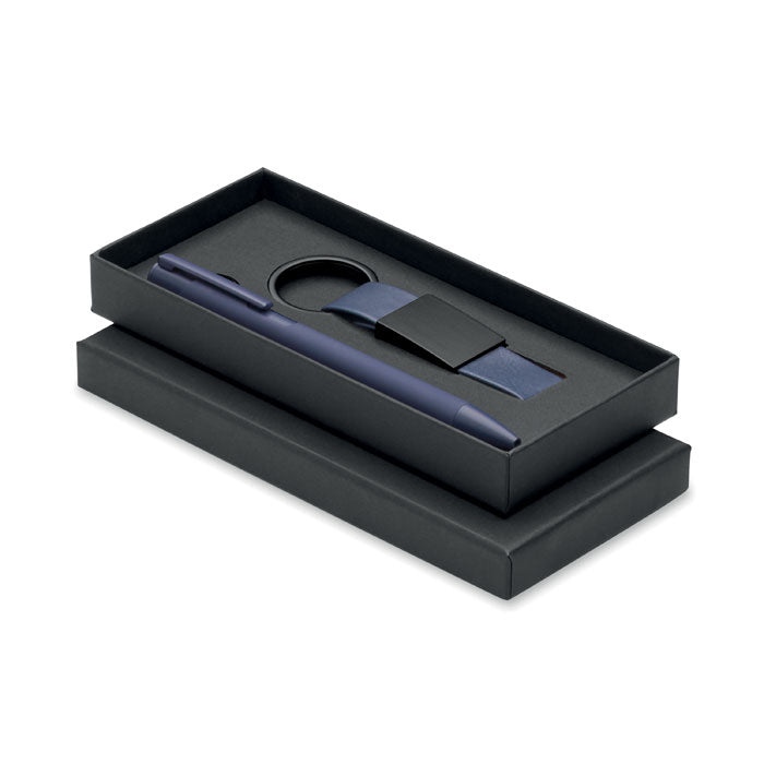 Geschenkset balpen en sleutelhanger, blauw