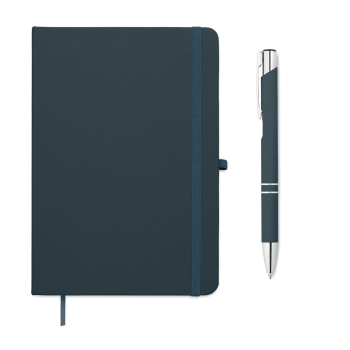 A5 notitieboek met bijpassende balpen, marineblauw