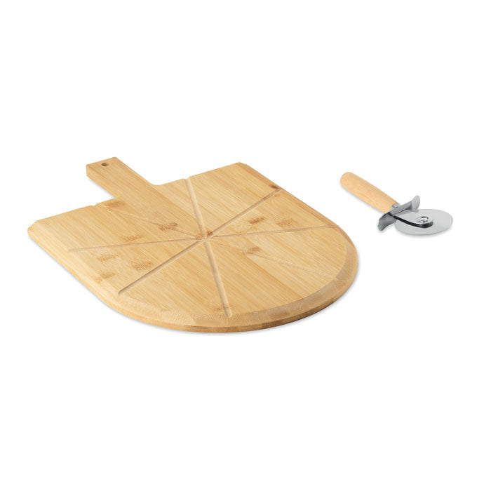 Pizzaplank van bamboe met pizzasnijder, hout