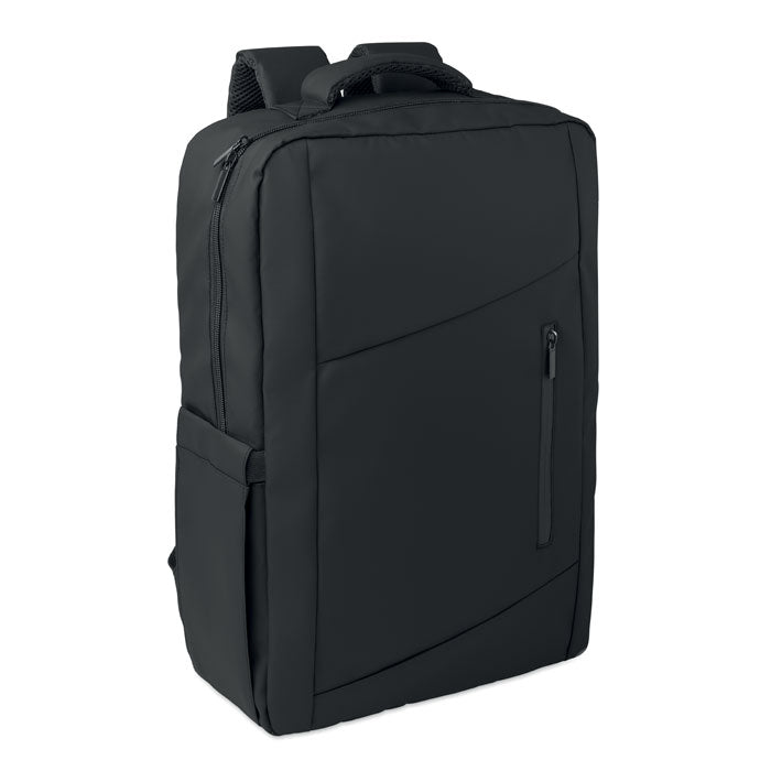Laptoprugzak van gerecycled polyester, 15 liter, met handvat, zwart