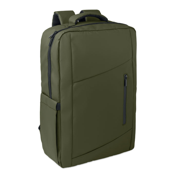 Laptoprugzak van gerecycled polyester, 15 liter, met handvat, legergroen