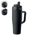 Geisoleerde beker, 900 ml, met rietjesdeksel, zwart