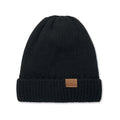 Gebreide muts met fleece voering, zwart