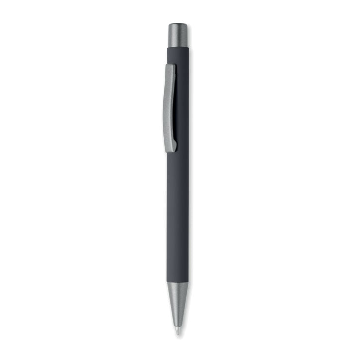Balpen met rubberen grip en gunmetal accenten, zwart
