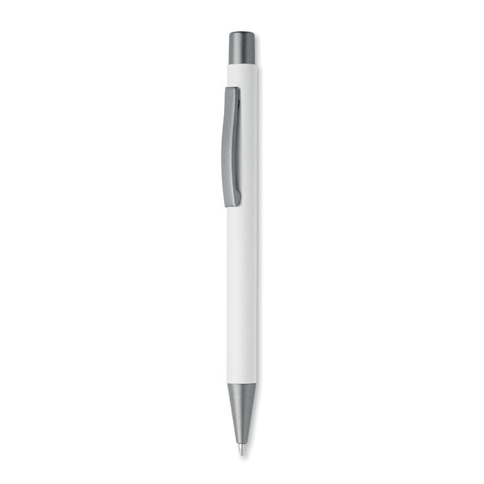 Balpen met rubberen grip en gunmetal accenten, wit
