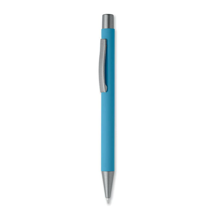Balpen met rubberen grip en gunmetal accenten, turquoise