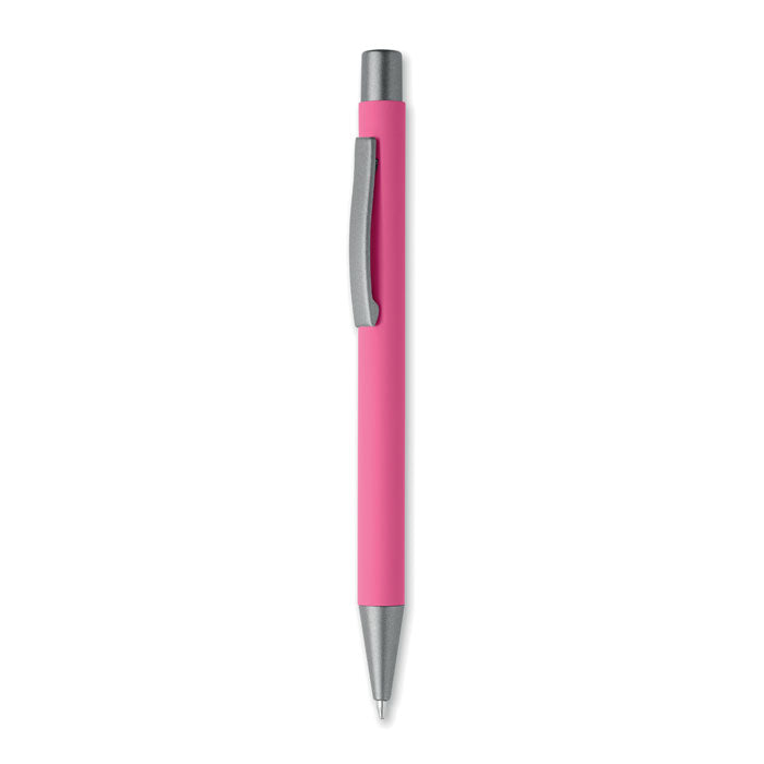 Balpen met rubberen grip en gunmetal accenten, fuchsia