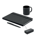 Geschenkset met notitieboek, balpen en mok, zwart