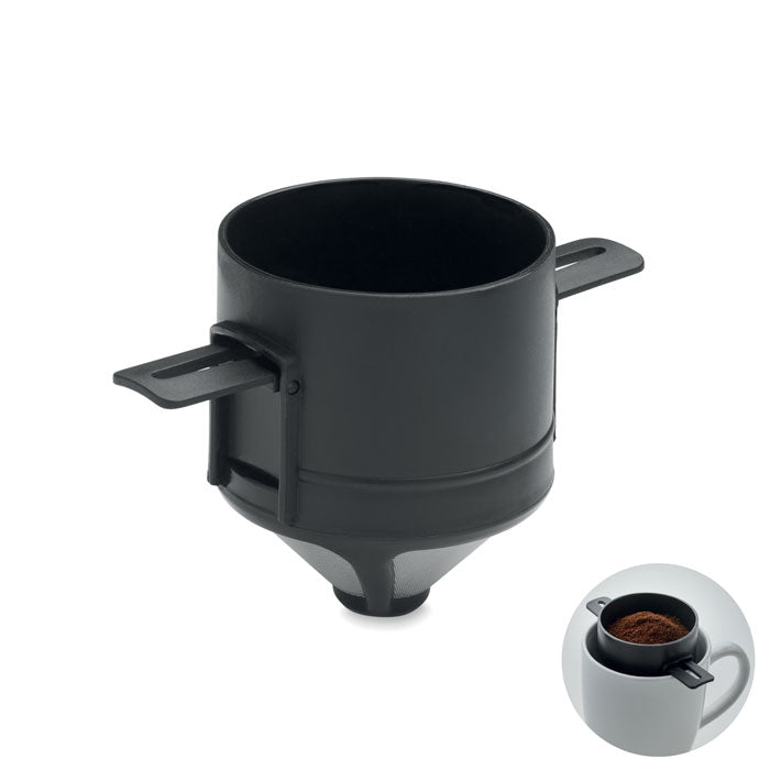 Herbruikbaar koffiefilter van roestvrij staal, zwart
