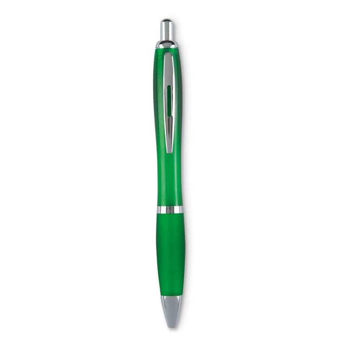 Balpen met zachte grip van gerecycled kunststof, transparant groen