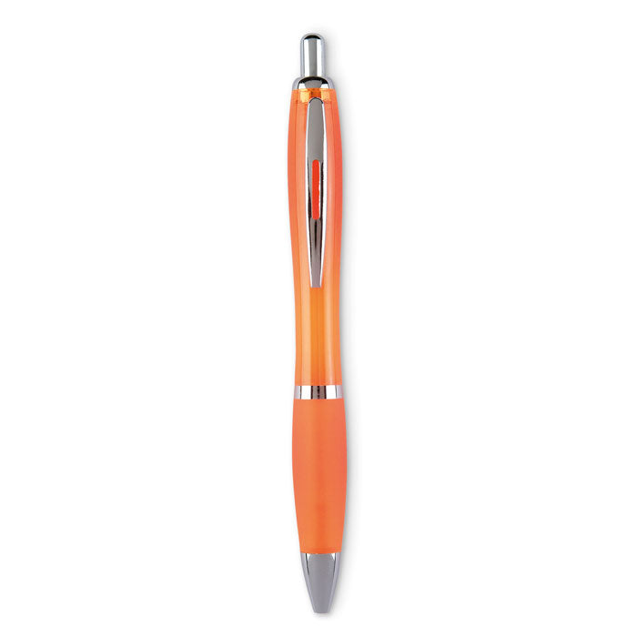 Balpen met zachte grip van gerecycled kunststof, transparant oranje