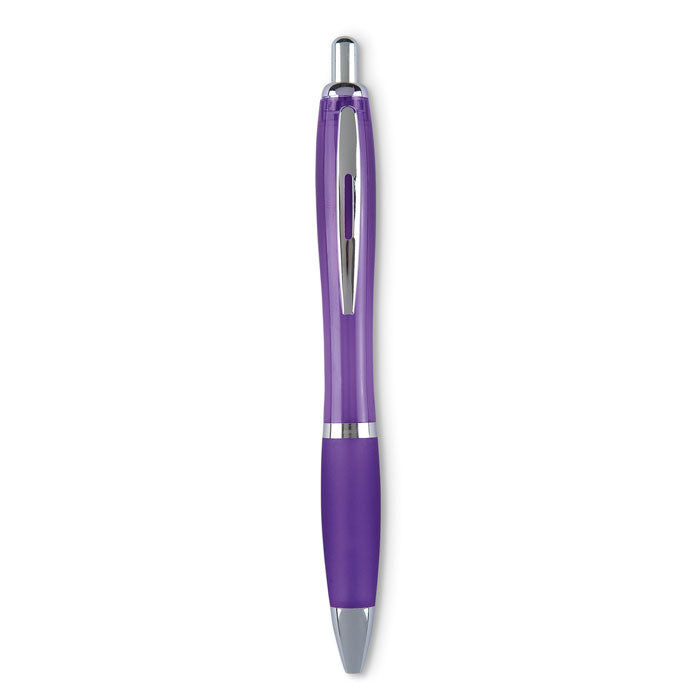 Balpen met zachte grip van gerecycled kunststof, transparant violet