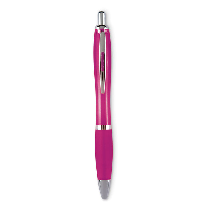 Balpen met zachte grip van gerecycled kunststof, fuchsia