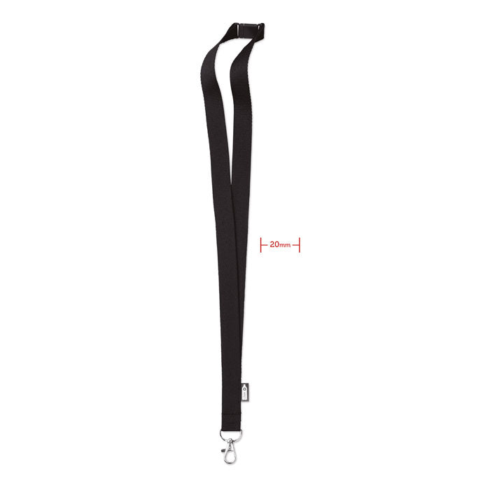 Keycord van gerecycled PET, zwart