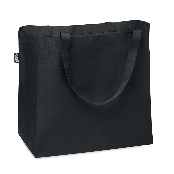 Grote boodschappen- of strandtas van gerecycled polyester, zwart
