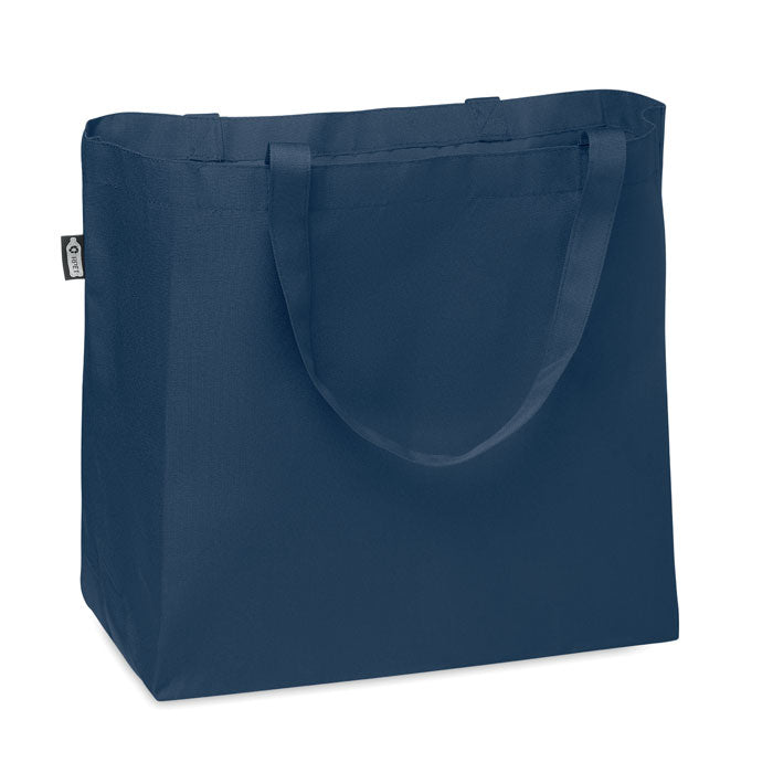 Grote boodschappen- of strandtas van gerecycled polyester, blauw
