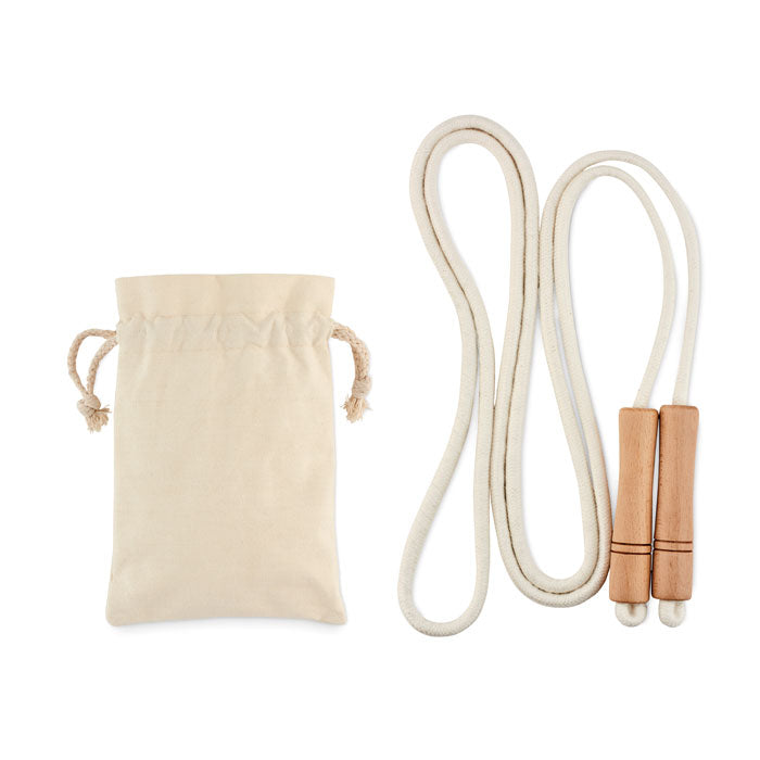 Springtouw met houten handvatten, beige
