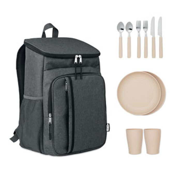 Koel- en picknickrugzak voor 2 personen, zwart