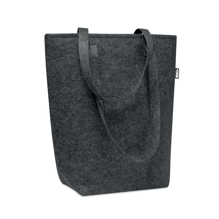 Vilten boodschappentas van gerecycled polyester, steengrijs
