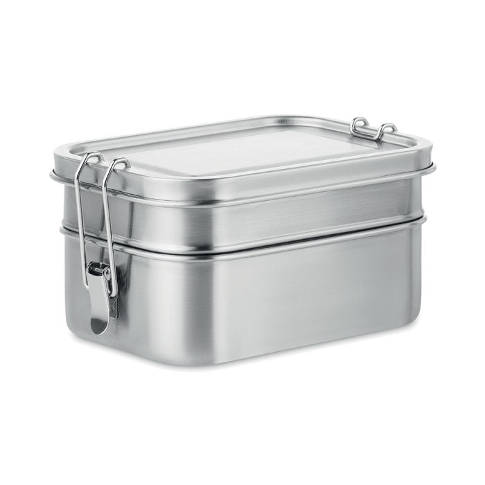 Lunchbox met 2 vakken, 1200 ml, mat zilver