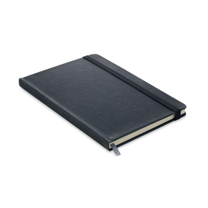 A5 notitieboek met kaft van gerecycled leer, in etui, zwart
